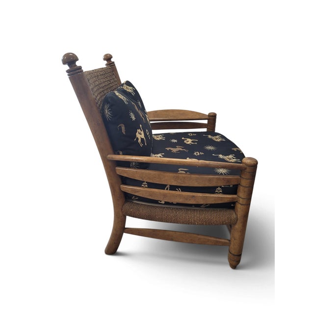 Maitland-Smith British Colonial Cane Lounge Chair & Ottoman, C. 1990 For Sale - Image 9 of 16