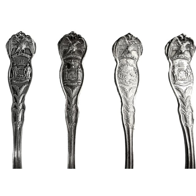 Early 20th Century Silverplate Us State Seal Souvenir Spoons - Set of 14 For Sale - Image 6 of 6
