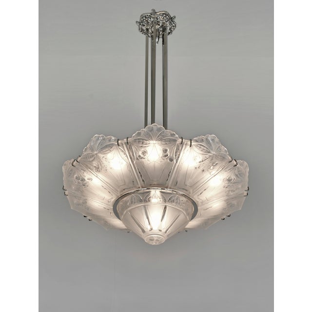 Silver French Art Deco Chandelier by Marius Sabino 1920s France For Sale - Image 8 of 13