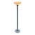 Mid Century Modern Gray Lucite Torchiere Floor Lamp W/ Opaque Ribbed Glass Shade For Sale