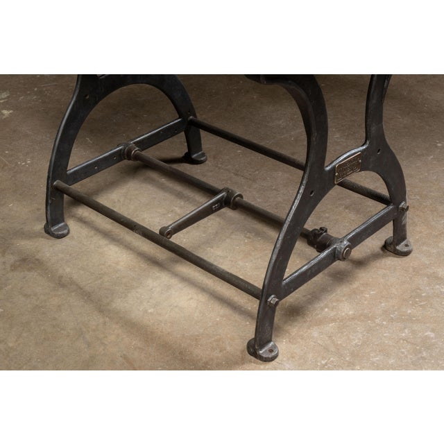 Wood Industrial Oak Table on Antique Cast Iron Base For Sale - Image 7 of 14