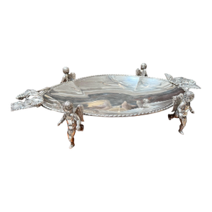 Antique Figural Silver Tray With Cherubs or Angels - Spain