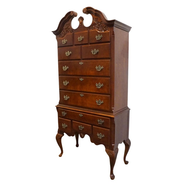 STANLEY FURNITURE American Heritage Collection Mahogany Traditional Style 41" Pediment Highboy Chest 172-13-113 /...