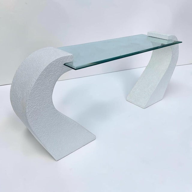 1980s Postmodern Curved Plaster Console Table For Sale - Image 4 of 6
