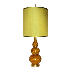 Single Vintage Melted Glazed Table Lamp With Shade.