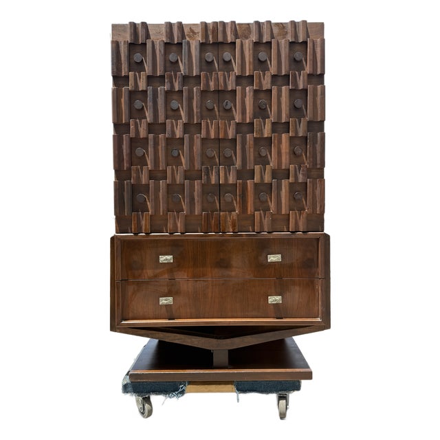 1970s Mid Century Modern Canadian Architectural Bachelor Chest Manner of Paul Evans For Sale