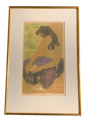 Original Vintage Color Woodblock, Female Nude, Artists Proof Listed Bruce Currie