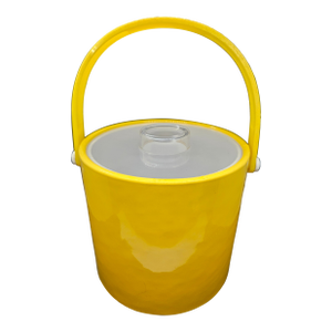 Vintage 1970s Yellow Vinyl and Lucite Ice Bucket