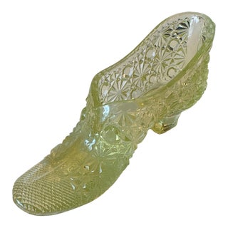 Antique Uranium Glass Slipper For Sale