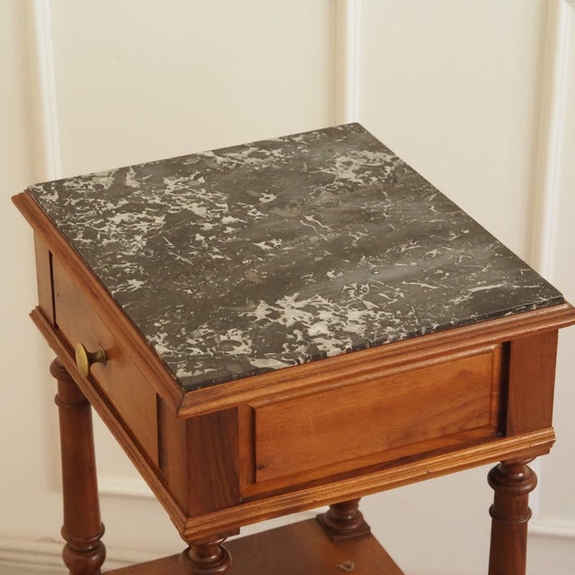Metal Antique Gründerzeit Bedside Table with Marble Top, 1880s For Sale - Image 7 of 13