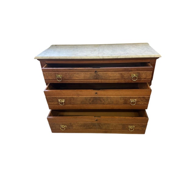 Brown Antique Marble Topped French Provincial Sideboard For Sale - Image 8 of 18