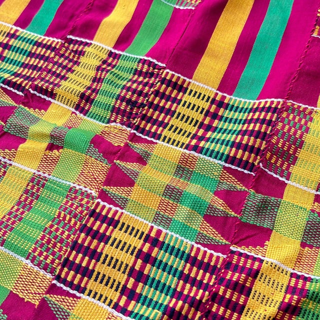 Early 20th Century Kente Cloth Women's Ghana 77x43 Inch For Sale - Image 4 of 6