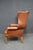 Brown Ethan Allen Leather Wingback Chair For Sale - Image 8 of 12
