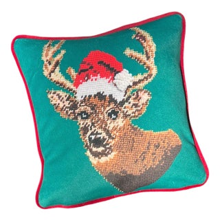 Green Velvet "What the Buck?!" Holiday Pillow, Custom, Original For Sale