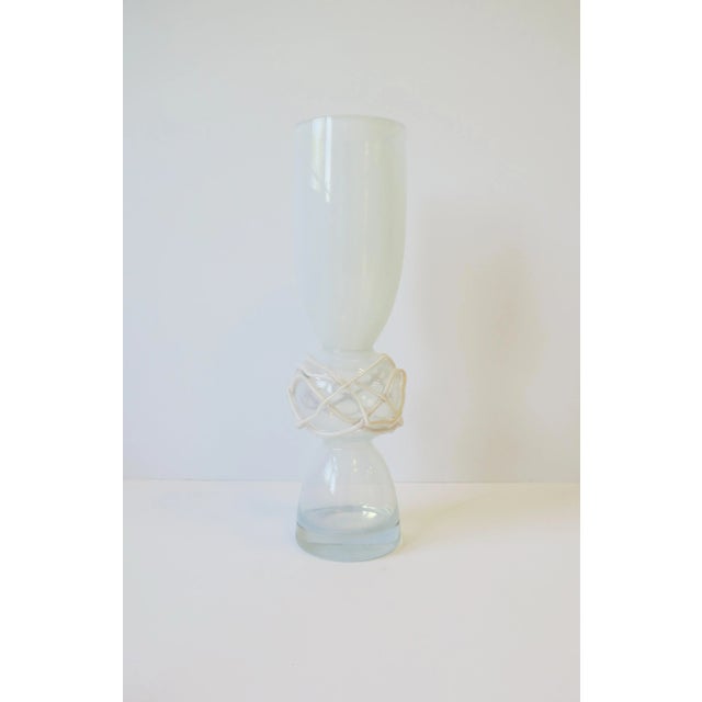 Postmodern Abstract White Opaline Art Glass Vase For Sale - Image 4 of 12