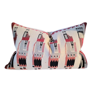 1940s Hand Woven Pictorial Bolster Pillow