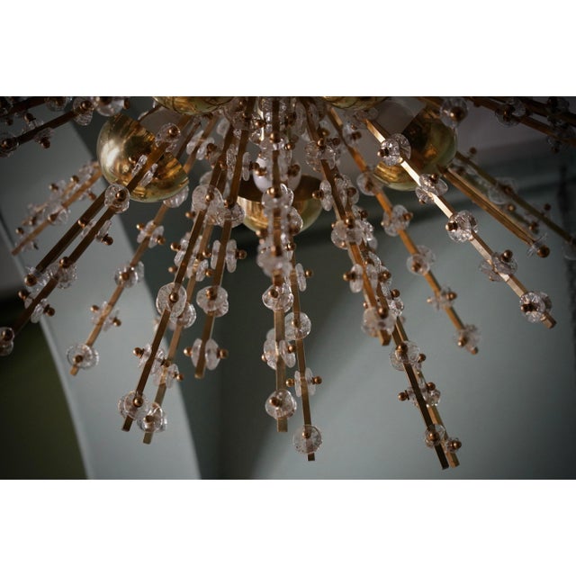 Metal Murano Art Glass and Brass Sputnik Chandelier, 1990s For Sale - Image 7 of 12