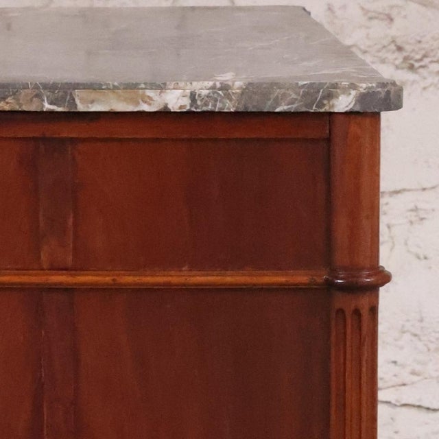 19th Century 19th Century Louis XVI 3 Drawer Chest With Grey Marble Top For Sale - Image 5 of 8