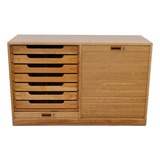 Danish Double Tambour Cabinet in Oak and Teak from Næstved Møbelfabrik, 1960s For Sale