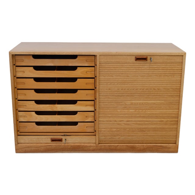 Danish Double Tambour Cabinet in Oak and Teak from Næstved Møbelfabrik, 1960s For Sale