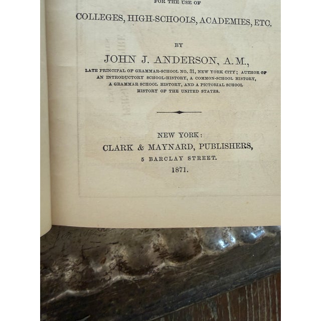 Black 1871 a Manual of General History by John J. Anderson, Antique School History Book With Hand-Colored Maps For Sale - Image 8 of 10