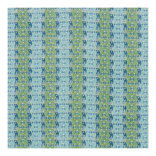 Sample - Schumacher Ottilie Stripe Fabric in Green For Sale