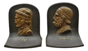 Vintage Bradley & Hubbard Cast Iron Dante and Homer Bookends - A Pair