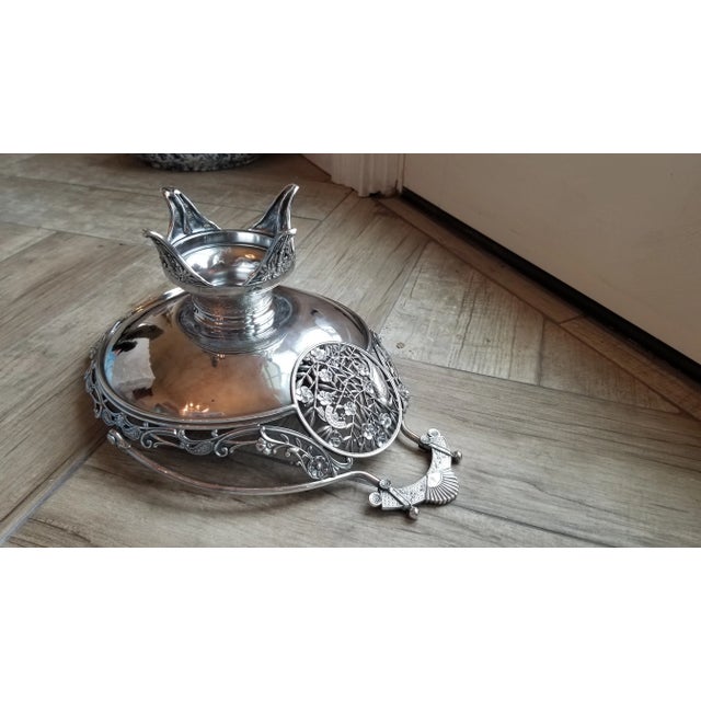 Metal Antique Japanesque Silver Plated Basket For Sale - Image 7 of 11