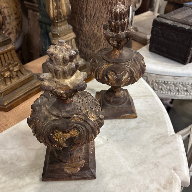 Pair of 18th Century Wood-Carved Italian Urns For Sale - Image 10 of 12