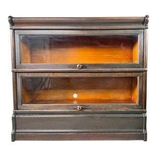 Antique Oak Two Stack Barrister Bookcase For Sale