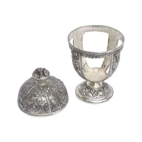 Traditional Antique Silver Floral & Fruit Display Jar For Sale - Image 3 of 9