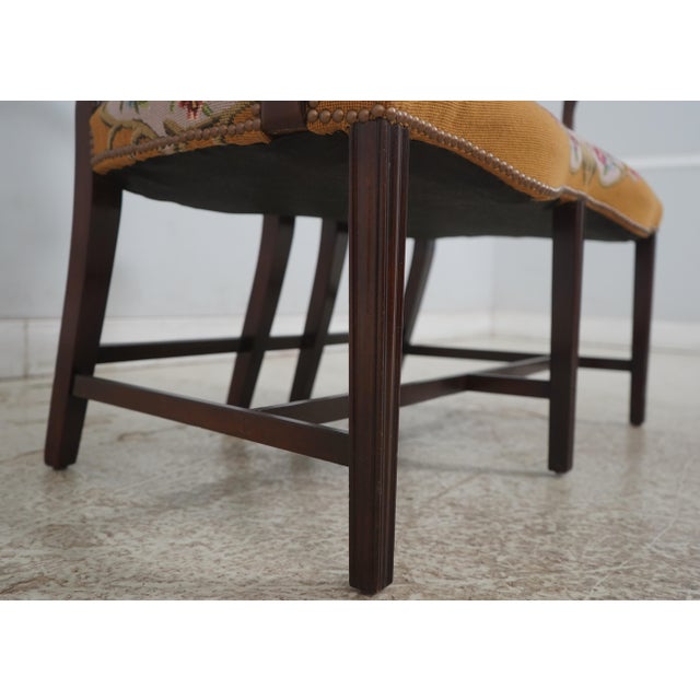 Vintage Mahogany Double Chair Back Settee W. Needlepoint Upholstery For Sale - Image 13 of 18