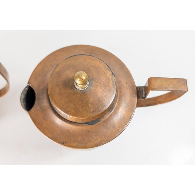Copper 20th Century Arts and Crafts Deco Style Copper Sugar and Creamer by Joseph Heinrichs For Sale - Image 8 of 13