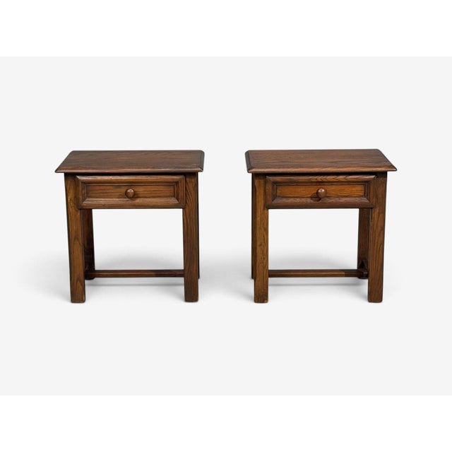 Mid-Century Modern French Modern, Brutalist Nightstands, Oak, France, 1960s For Sale - Image 3 of 13
