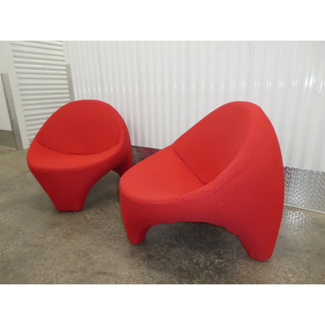 Italian Vintage Fire Engine Red Italian Lounge Chairs - a Pair For Sale - Image 3 of 13
