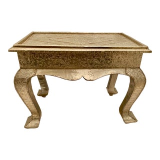 Mid-Century Hand Embossed Brass Clad Low Side Table For Sale