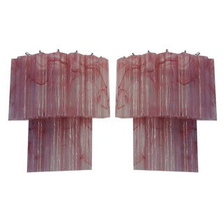 Vintage Murano Glass Tube Wall Sconces, 1990, Set of 2 For Sale