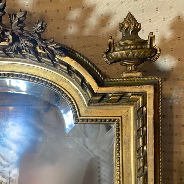 Gold Large Louis XVI Style Giltwood Pier Mirror For Sale - Image 8 of 13