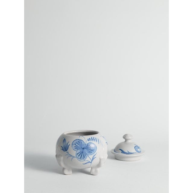 Swedish Grace Blue Leaf Decor Bonbonniere by Allan Eberling for Bo Fajans For Sale - Image 11 of 17