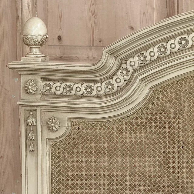 19th Century French Louis XVI Painted Queen Bed With Caning For Sale - Image 11 of 18