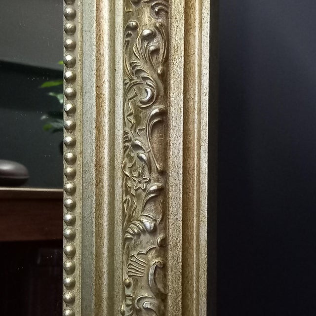 Large Vintage French Mantel Mirror in Wooden Frame, 1950s For Sale - Image 4 of 8
