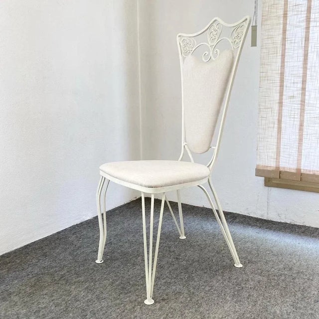 Mid-Century Modern Chairs in Wrought Iron with Fabric Seats & Back, 1970s, Set of 4 For Sale - Image 3 of 7