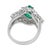Vintage Emerald Diamond 18k White Gold Cocktail Ring, Size 6 For Sale In Los Angeles - Image 6 of 6