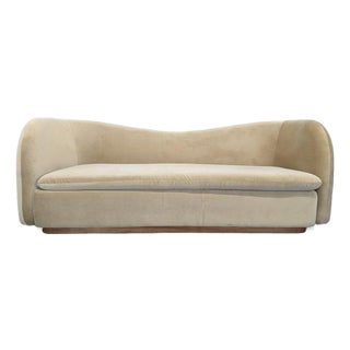 West Elm Kaufman 3-Seat Modern Beige Curved Sofa For Sale