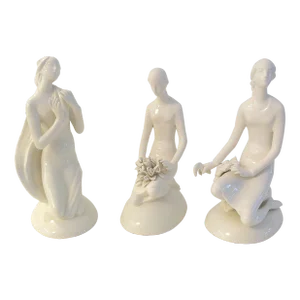 Vintage White Porcelain Three Seasons Figurines, Set of 3