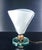 Barovier table lamp with blown glass shade in bullicante and cordonato, bronze and glass base. Italy, 1930s origin italy...