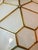 1990s Vintage Art Deco Style Milk Glass & Brass Chandelier For Sale - Image 5 of 11