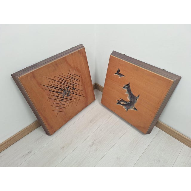 Panels in Worked Wood by Angelo Mangiarotti for Arquati, 1970s, Set of 2 For Sale - Image 9 of 18