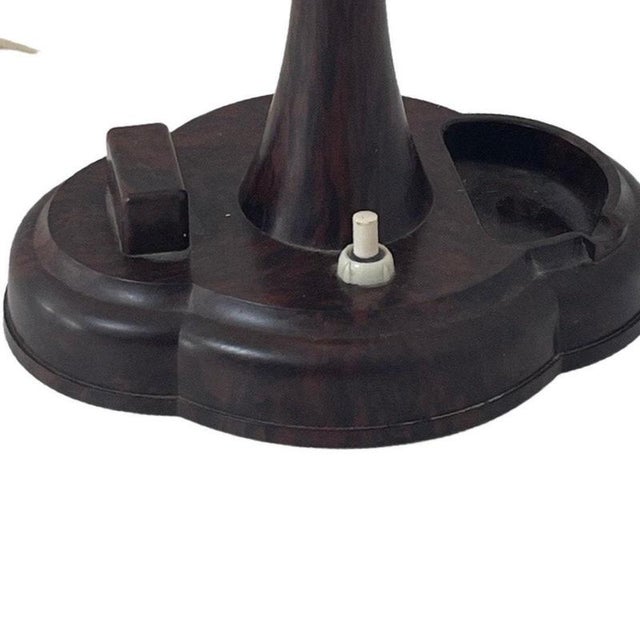 Art Deco Desk Lamp with Bakelite Feet & Ashtray For Sale - Image 6 of 9