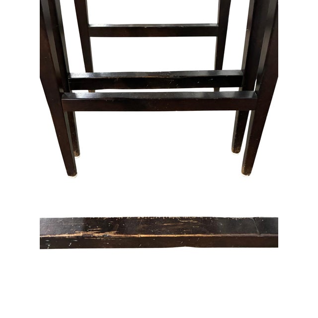 Pair of Vintage Baker Furniture Milling Road Slatted Saddle-Seat Counter Stools For Sale - Image 10 of 11